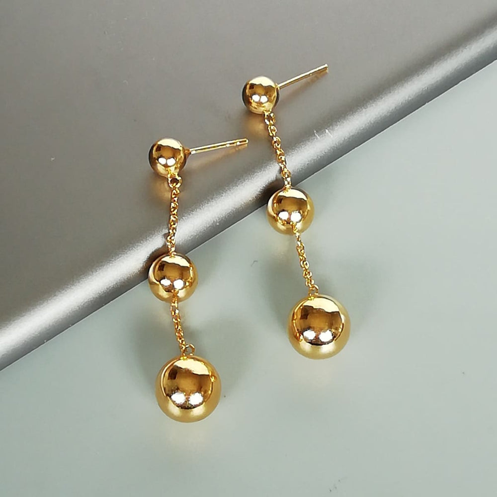 Gold ball ear dangler | Dangle earrings | Sterling silver | E857 - by OneYellowButterfly