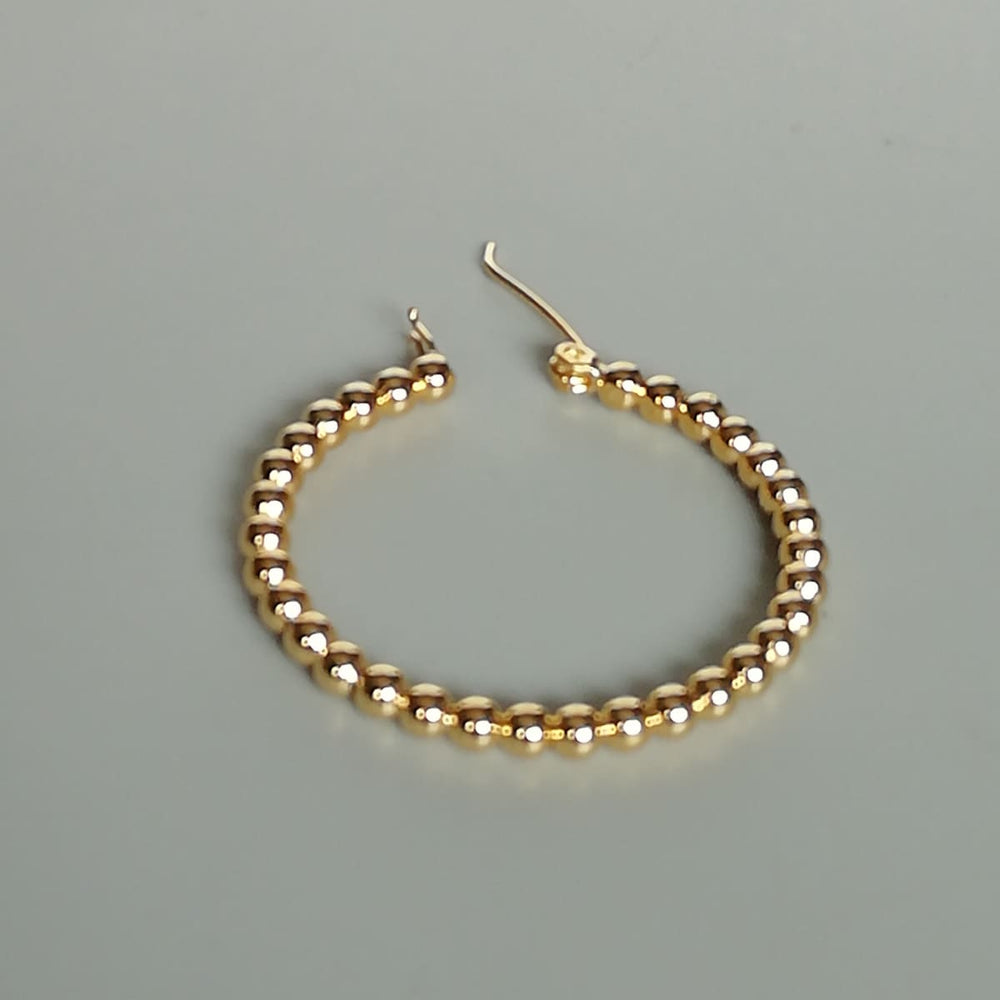 Gold balls hoops | beads | 35 mm | Sterling silver hoop | Wedding | E1001 - by OneYellowButterfly