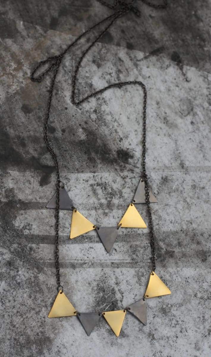 Necklaces gold and black triangles geometric strand long necklace party girl happy high fashion perfect gift for her mobil