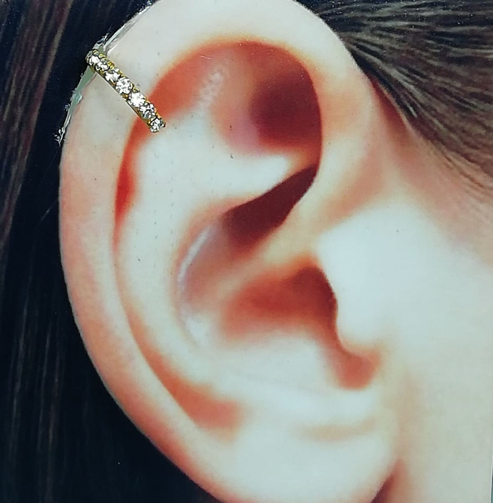 Gold Cz Ear Cuff | no Piercing | Bohemian Cuff | Cartilage Wrap | Unisex Jewelry | Sterling Silver | E934 - by Oneyellowbutterfly