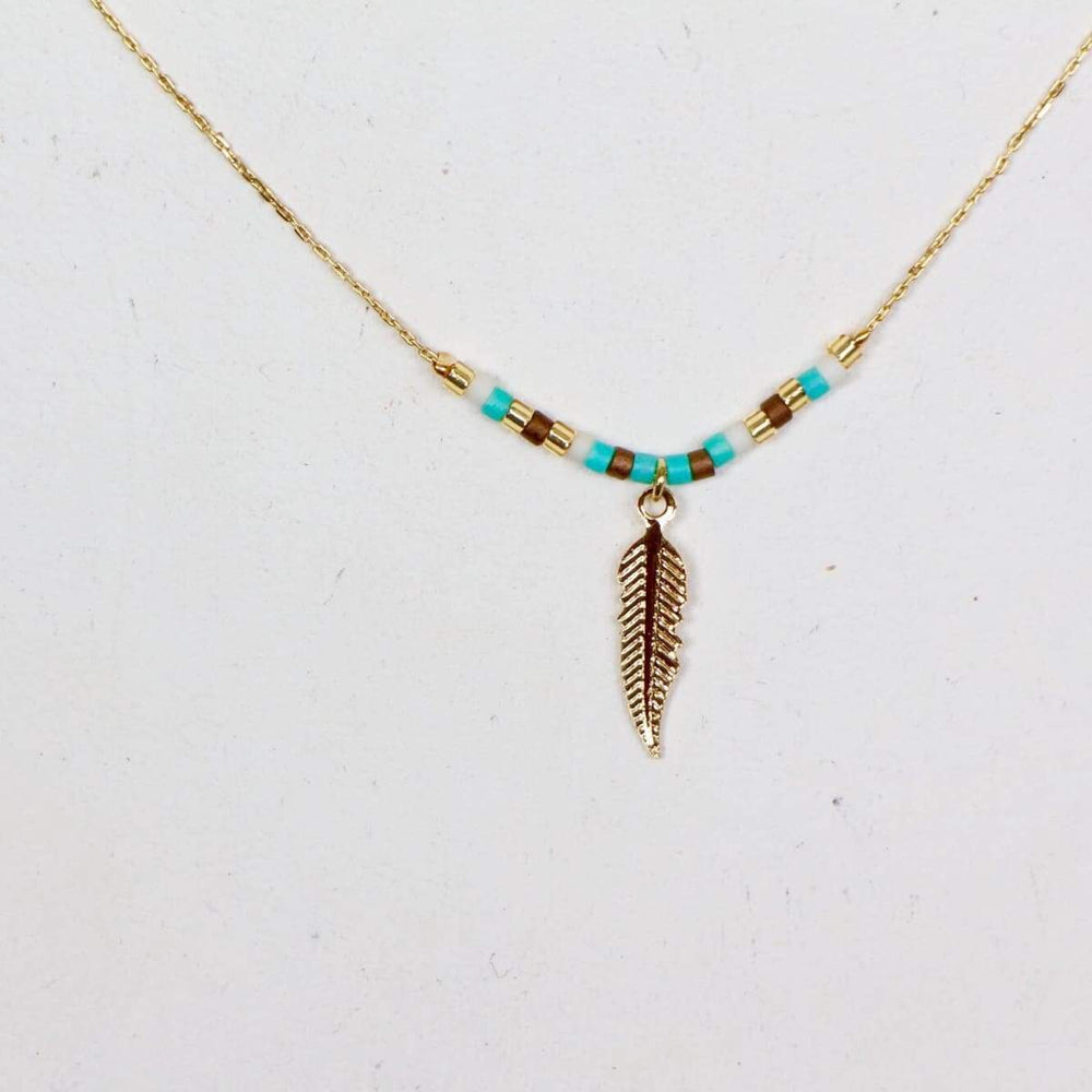 Necklaces Gold Feather Necklace Dipped Charm Minimalist Dainty Chain Gift Gypsy (SN77)