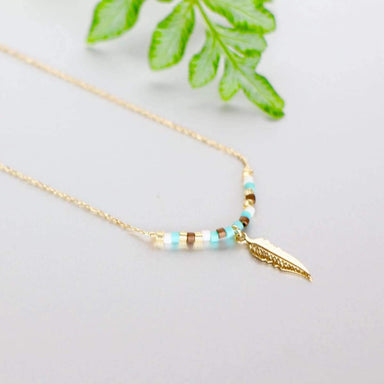 Necklaces Gold Feather Necklace Dipped Charm Minimalist Dainty Chain Gift Gypsy (SN77)