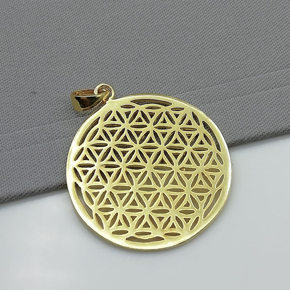 Gold flower of life pendant - Silver with gold dipped - Filigreed charm - necklace - PD43 - by NeverEndingSilver