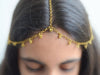 hair accessories Gold Headchain Matha Patti Indian wedding accessory small Maang tikka headpiece set - by Pretty Ponytails