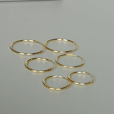 Gold Hoop Earrings Set | 12,16,18 Mm Gold Plated Hoops | Three Pairs | 16 Gauge | Silver Jewelry | Minimalist Endless | Set 1.2 - by 