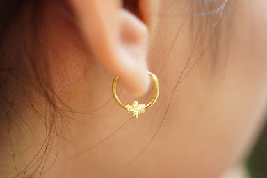 Earrings Gold Ear Hoops Plated Bali Bridesmaids Gift Piercing 12mm Simple Minimal Casual (E57) - by OneYellowButterfly
