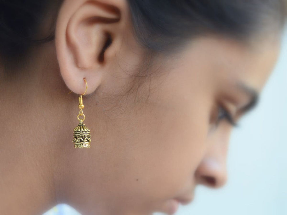 earrings Gold jhumka Small jhumki set for girls Traditional Indian everyday minimal jewelry women - by Pretty Ponytails