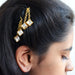 hair accessories Gold Kundan Hair Clip Set for Girls Square Princess cut Crystal - by Pretty Ponytails