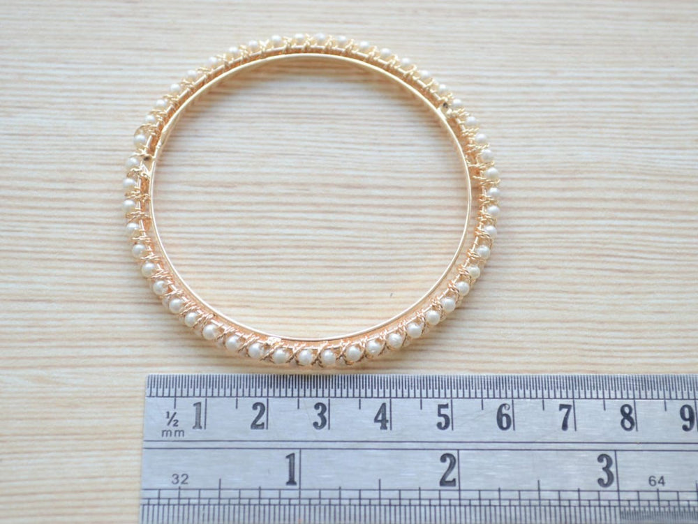 bracelets Gold Pearl Bangle Bracelet for women stacking bangle set South Indian wedding jewelry - by Pretty Ponytails