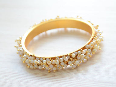 bracelets Gold pearl broad kada bangle Indian wedding traditional bracelet for women - by Pretty Ponytails