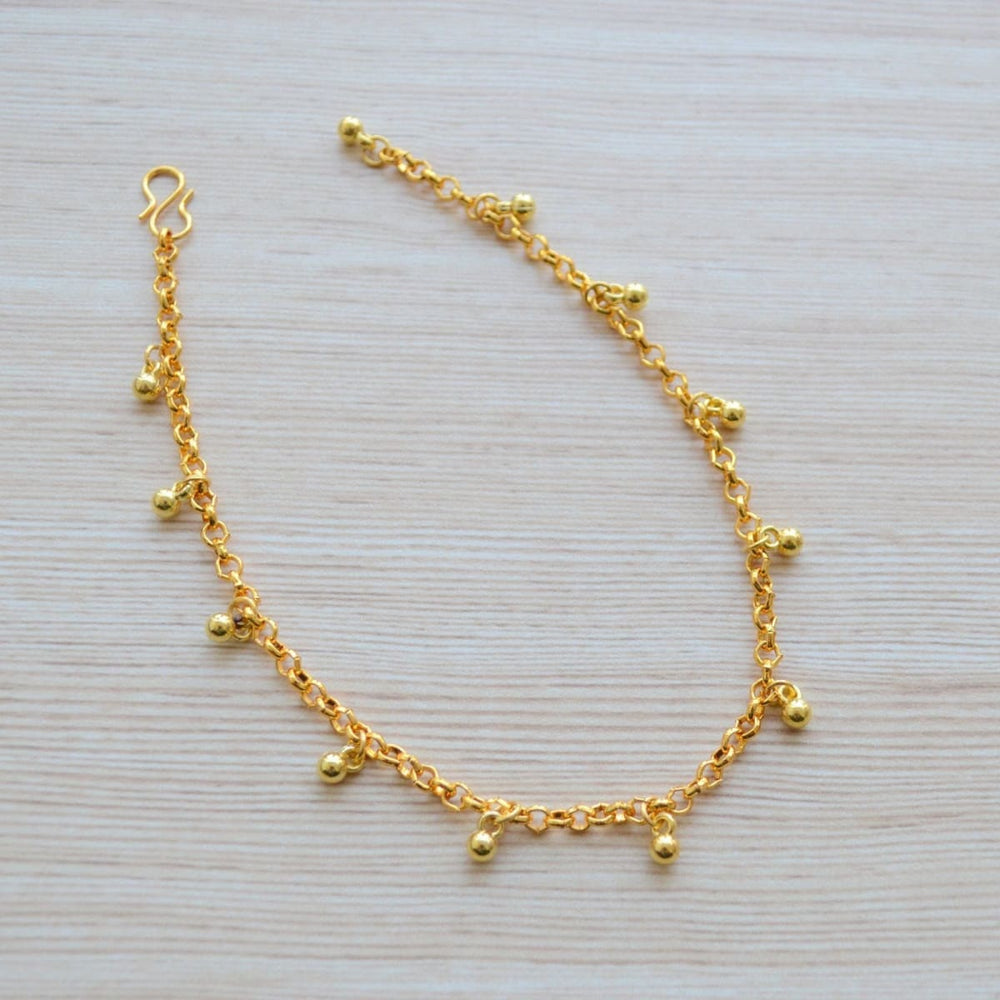 anklets Gold plated Anklet Bracelet for women Dainty Beaded simple boho ankle jewelry Indian Payal accessory girls kids - by Pretty 