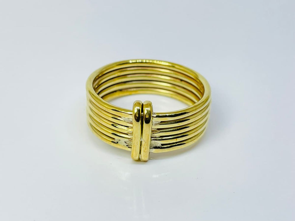 Gold Plated Band Ring 925 Silver Wide Statement Bohemian Yoga Unisex Midi For Her - By Paradise