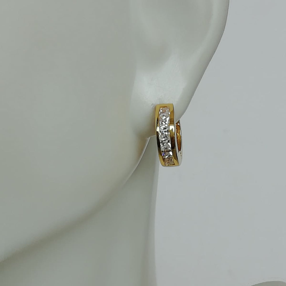 Gold plated CZ hoops | 10 mm gold huggie | Sterling silver | Crystal | Minimalist | Tiny hoop | E865 - by OneYellowButterfly