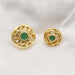 Gold Plated Green Onyx 925 Sterling Silver Buttons Jewelry Zircon Coat - by Vidita Jewels