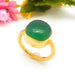 Rings Gold Plated Green Onyx Gemstone Unique Bezel Set Handmade Ring Jewelry