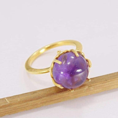 18k Gold Plated Ring - Amethyst Ring - Stackable Ring - Gold Vermeil Ring - Gemstone Ring - Prong Set Ring - Fashion Ring - Engagement Ring