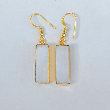 18k Gold Plated Selenite Gemstone Drop Earrings - By Krti Handicrafts