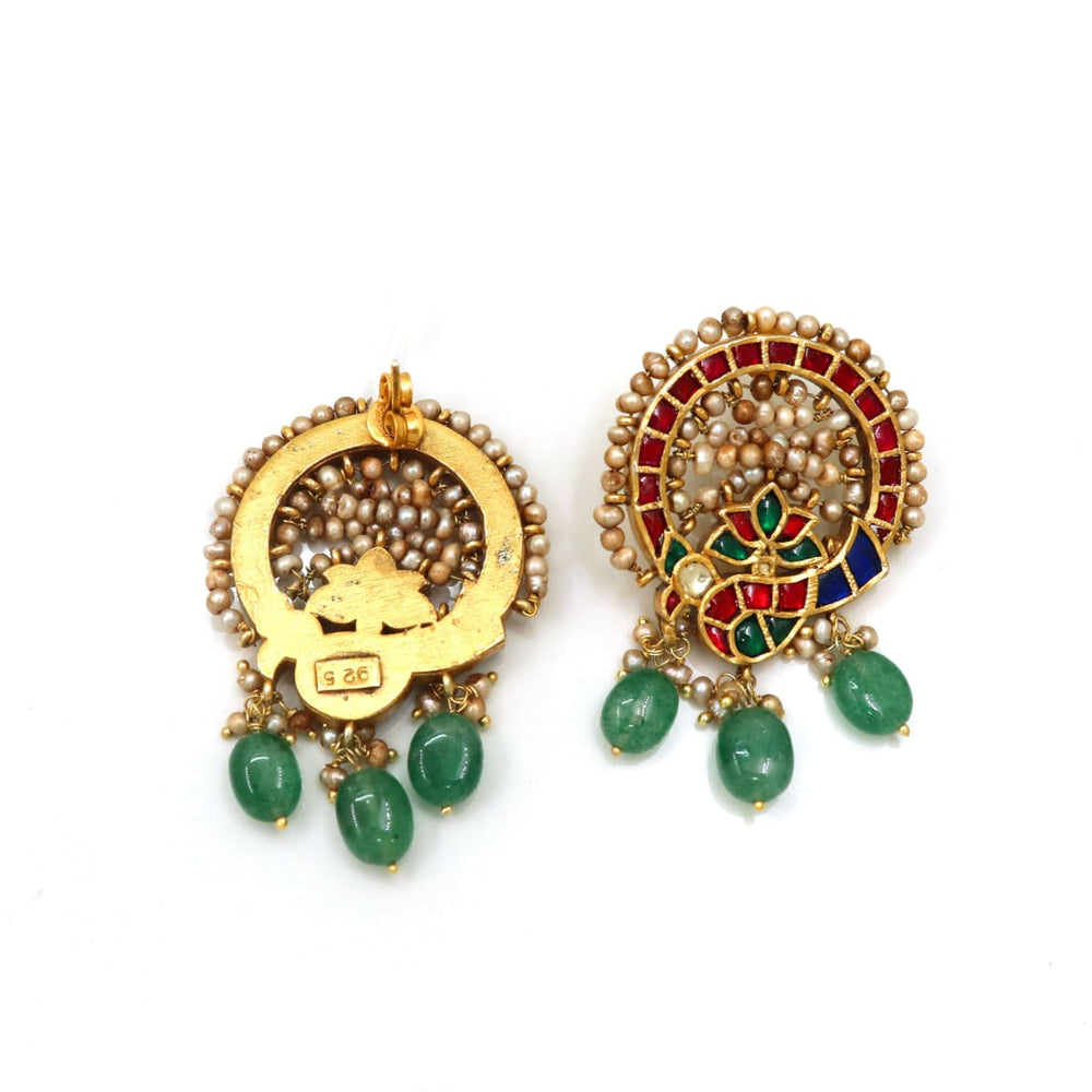 18k Gold Plated Silver Earring 925 With Multi Color Stone - By Vidita Jewels