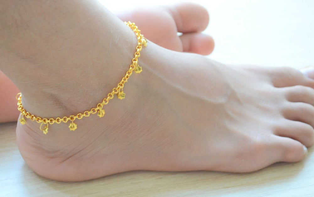 Modern Chain Link Anklet in 14k Yellow Gold - Filigree Jewelers
