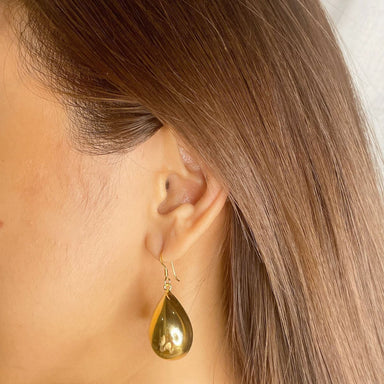 Gold Teardrop Dangler | Sterling Silver Dangle and Drop Earrings | Chunky Gold Bauble | Pretty | E930 - by Oneyellowbutterfly