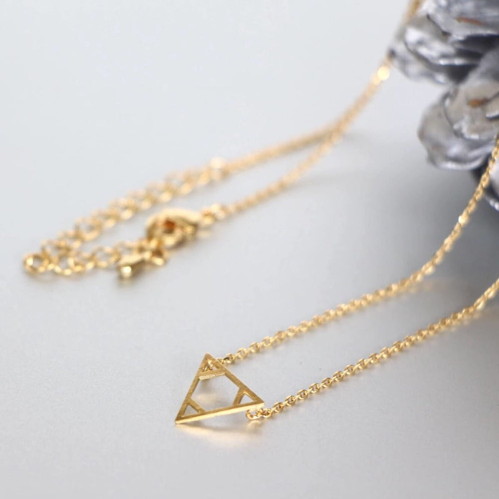 necklaces Gold Triangle Necklace Dipped Charm Minimalist Dainty Chain Gift Geometrical (SN104) - by Silver Soul Charms