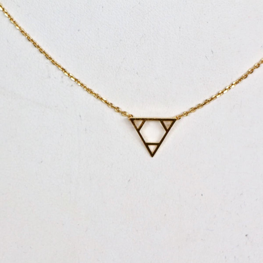 necklaces Gold Triangle Necklace Dipped Charm Minimalist Dainty Chain Gift Geometrical (SN104) - by Silver Soul Charms