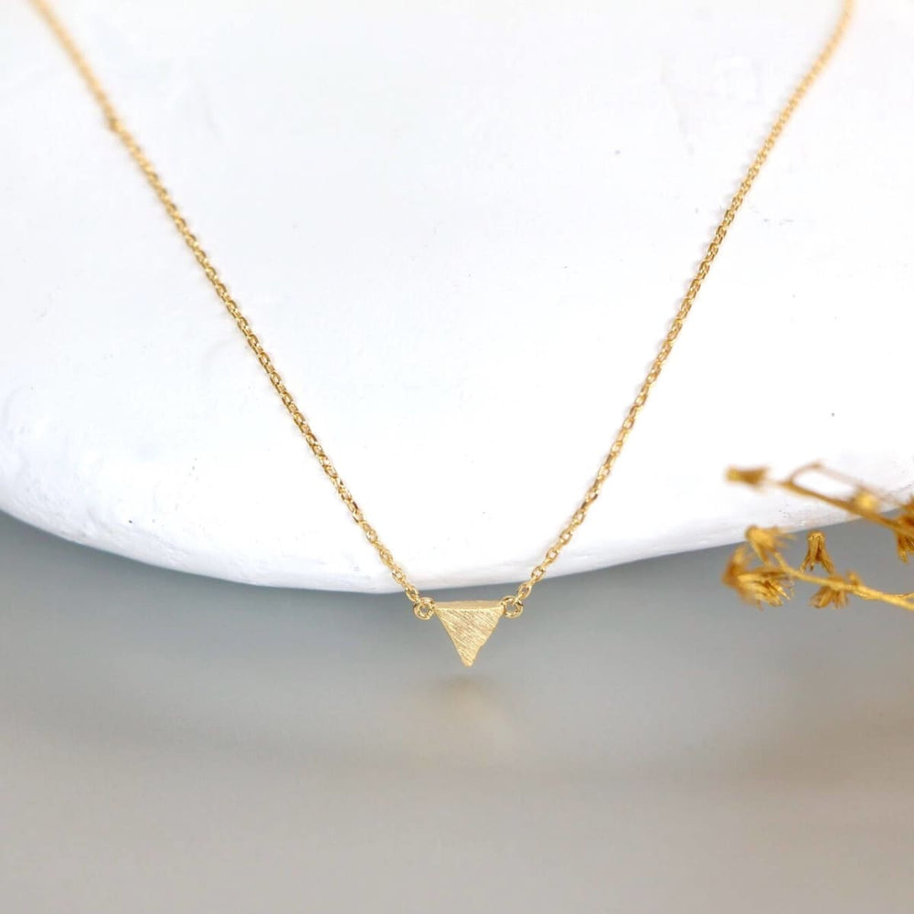 necklaces Gold Triangle Necklace Dipped Charm Minimalist Dainty Chain Gift Geometrical (SN108) - by Silver Soul Charms