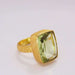 18K Gold Vermeil Ring - Green Amethyst Ring - Princess Cut Ring - Stacking Ring - Natural Stone Ring - Minimalist Gold Ring - Wedding Ring -
