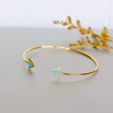 bracelets Gold And Blue Opal Wrist Cuff Triangle Bracelet Open Adjustable Bangles Minimalist Gift Jewelry Bridesmaids SSB41 - Title by 