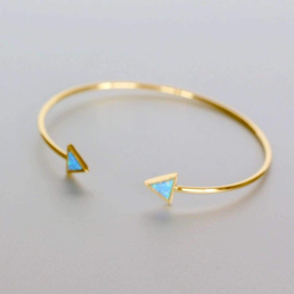 bracelets Gold And Blue Opal Wrist Cuff Triangle Bracelet Open Adjustable Bangles Minimalist Gift Jewelry Bridesmaids SSB41 - Title by 