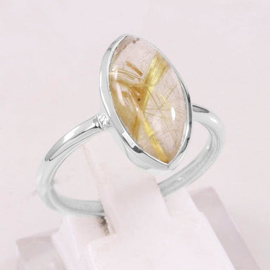 rings Golden Rutilated Quartz 925 Sterling Silver Ring Handmade Jewelry Valentine Gift for Mom - by jaipur art jewels