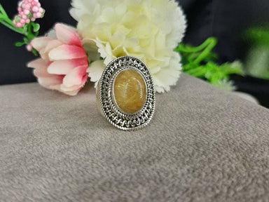 rings Golden Rutilated Quartz 925 Sterling Silver Ring solid Yellow gemstone,Women Solitaire bold band designer Handcrafted Jewelry - by 