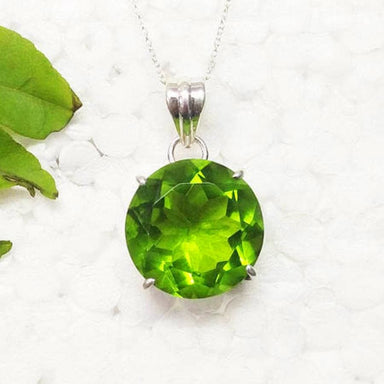 Gorgeous GREEN PERIDOT Gemstone Pendant Birthstone 925 Sterling Silver Fashion Handmade Jewelry Free Chain Gift - by Zone