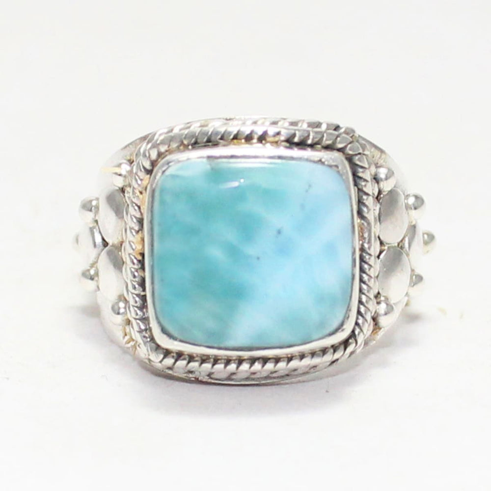 Gorgeous NATURAL DOMINICAN LARIMAR Gemstone Ring Birthstone 925 Sterling Silver Fashion Handmade Jewelry All Size Gift - by Zone