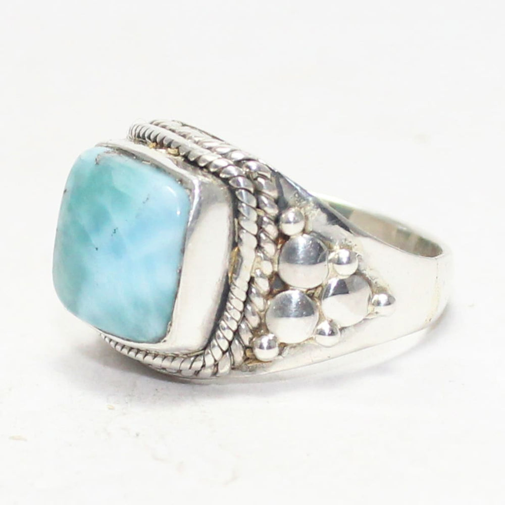 Gorgeous NATURAL DOMINICAN LARIMAR Gemstone Ring Birthstone 925 Sterling Silver Fashion Handmade Jewelry All Size Gift - by Zone