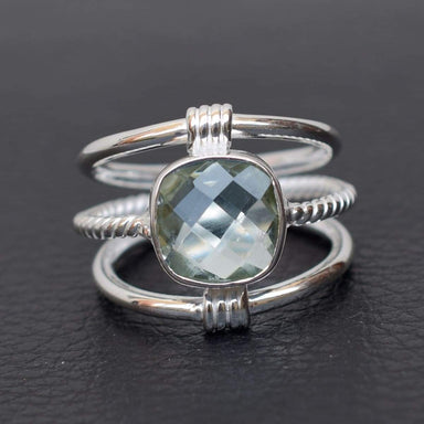 Green Amethyst Ring 925 Sterling Silver Handmade gemstone Ring-A065 - by Adorable Craft