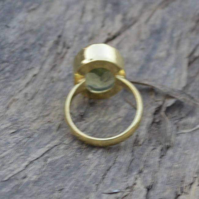 Green Amethyst 925 Sterling Silver Ring Prasiolite 22K Yellow Gold Filled Rose
