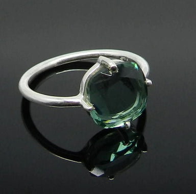 rings Green Amethyst Gemstone Prong Set Ring Jewelry 925 Sterling Silver - by Ishu gems