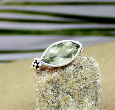 Rings green amethyst ring quartz silver vermarine stone