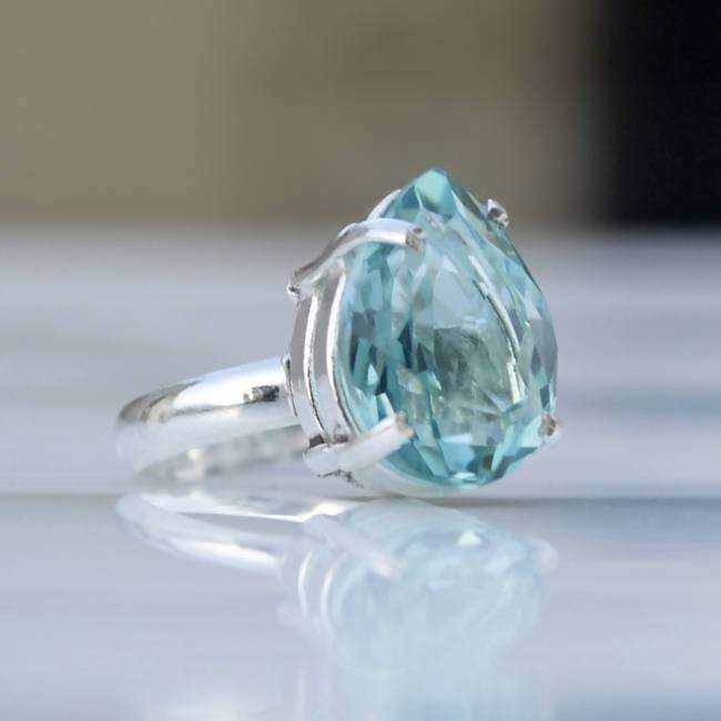 Rings Green Apatite Ring Pear Cut Quartz Gemstone 925 Sterling silver 22K Yellow Gold Rose Jewelry