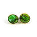 Earrings Green Copper Mohave Turquoise Gold Plated Bezel Set Stud Earring