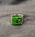 Green Copper Turquoise Ring Solid 925 Sterling Silver For Mens Gemstone Huge Designer Handmade Signet - By Girivar Creations