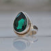 Green Dioptase Stone Silver Drop Ring - Rings