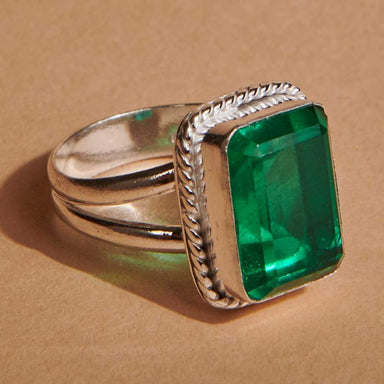 925 Sterling Silver Faceted Emerald Gemstone Handmade Men's Gift Ring 10 |  eBay