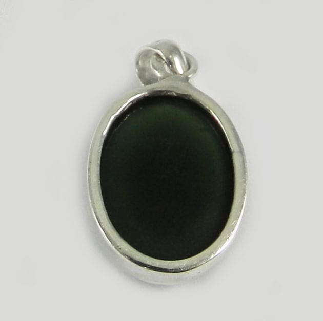 Green Escora Jasper Smooth Oval Pendant - by Nehal Jewelry