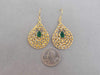 Earrings green onyx & crystal Gold plated Plated Sterling Silver Genuine Gemstone Jewelry