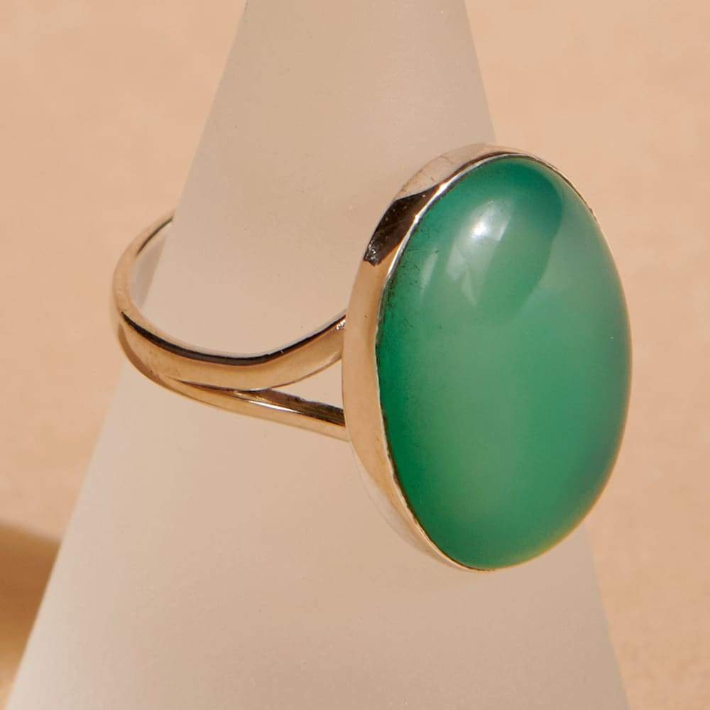 Rings Green Oval Onyx gemstone ring 925 Sterling Silver Bezel Set Handmade Ring Spring Jewelry Gift for Her Stacking Women - by 