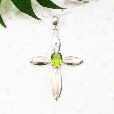 Green Peridot Gemstone 925 Sterling Silver Jewelry Pendant Handmade Gift Free Chain - by Zone