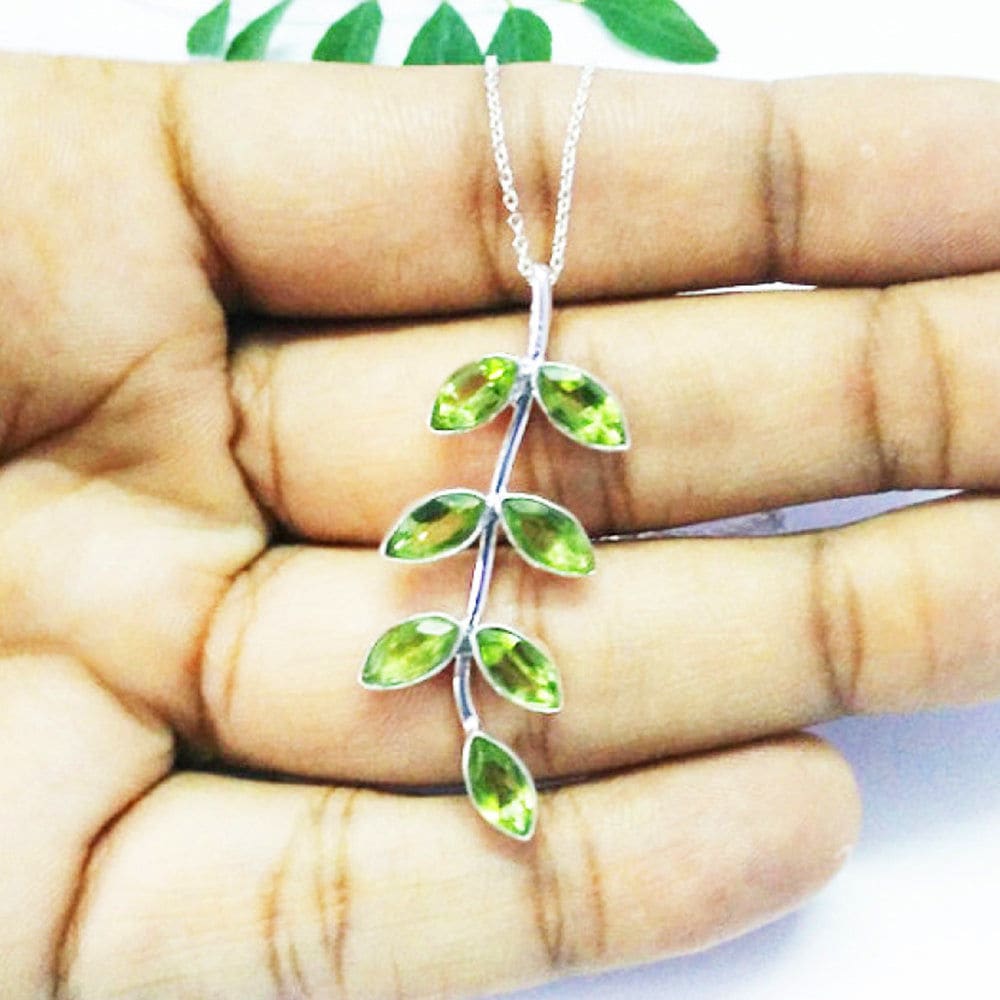 Green Peridot Gemstone 925 Sterling Silver Jewelry Pendant Handmade Gift Free Chain - By Zone