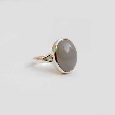 rings Grey Moonstone Ring Sterling Silver Boho Dainty Cabochon Jewelry - 6 by Finesilverstudio